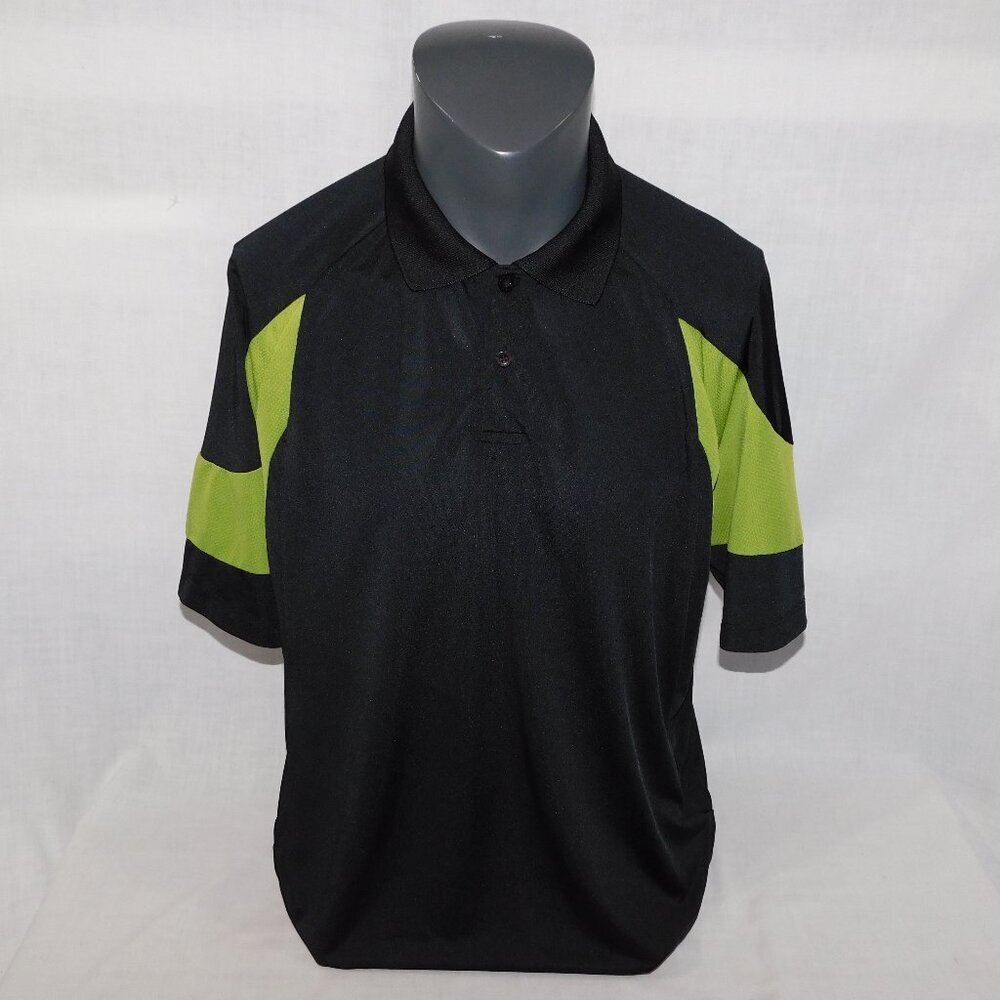 Mike Weir Golf Cool Effect Black Green Golf Short Sleeve Polo Shirt Mens L 44